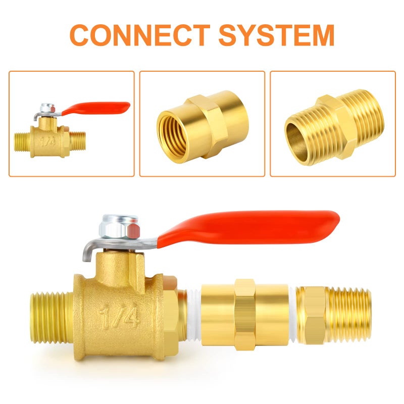 GASHER 12PCS Metals Brass Pipe Fitting, Hex Nipple Brass Hex Coupler, 1/4" x 1/4" NPT Male Thread Pipe, 1/4Inch x 1/4Inch NPT Female Thread Pipe - Image 3